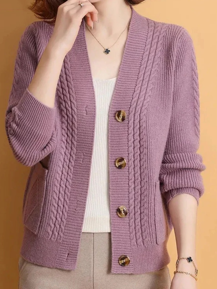 Monica™ - elegante cardigan lavorato a maglia con motivo twist