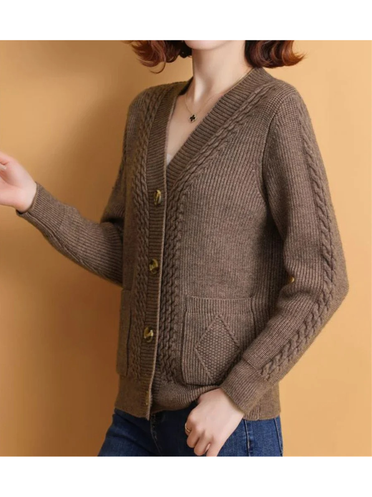 Monica™ - elegante cardigan lavorato a maglia con motivo twist