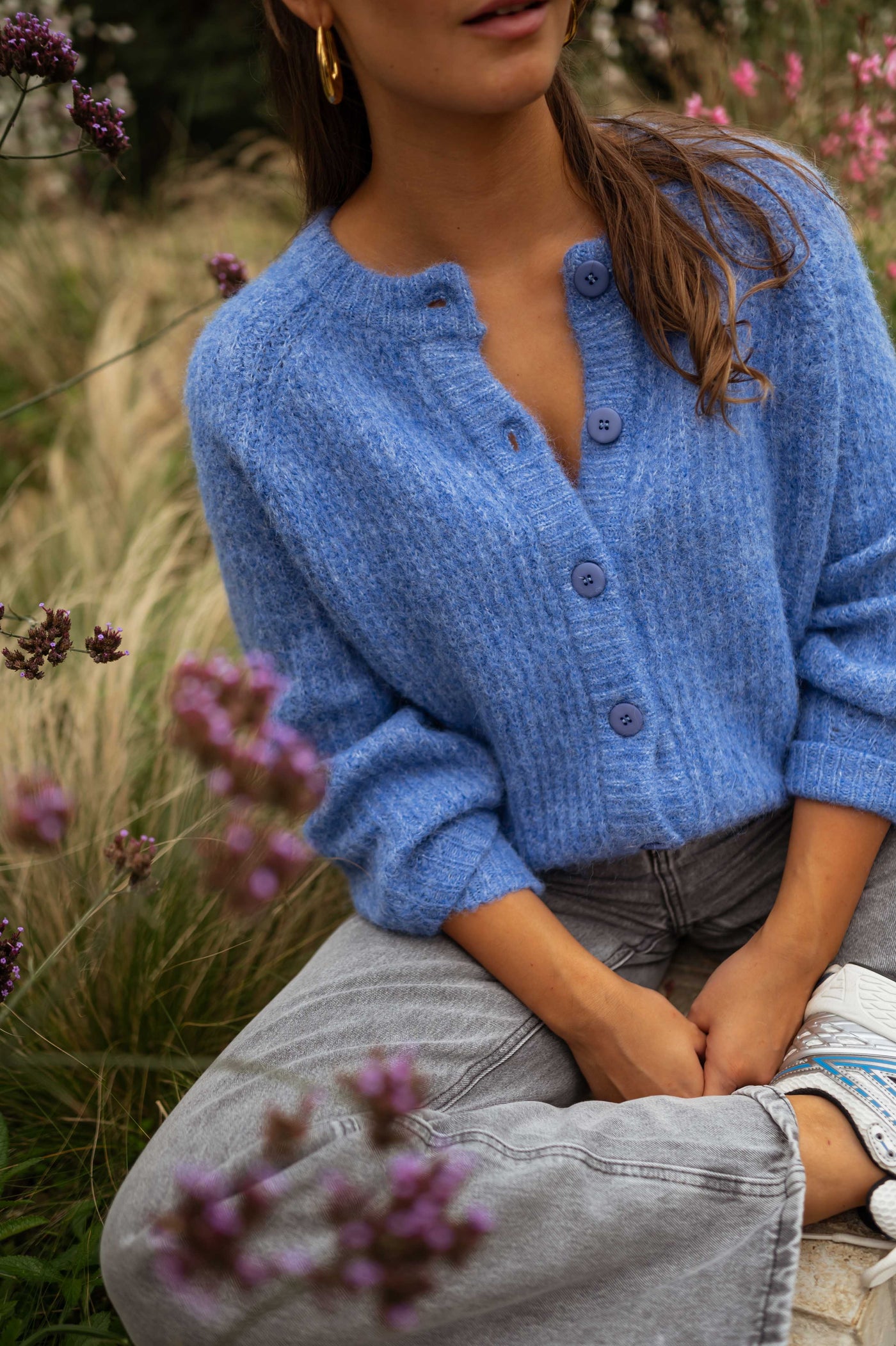 Giada™  - Cardigan in maglia blu