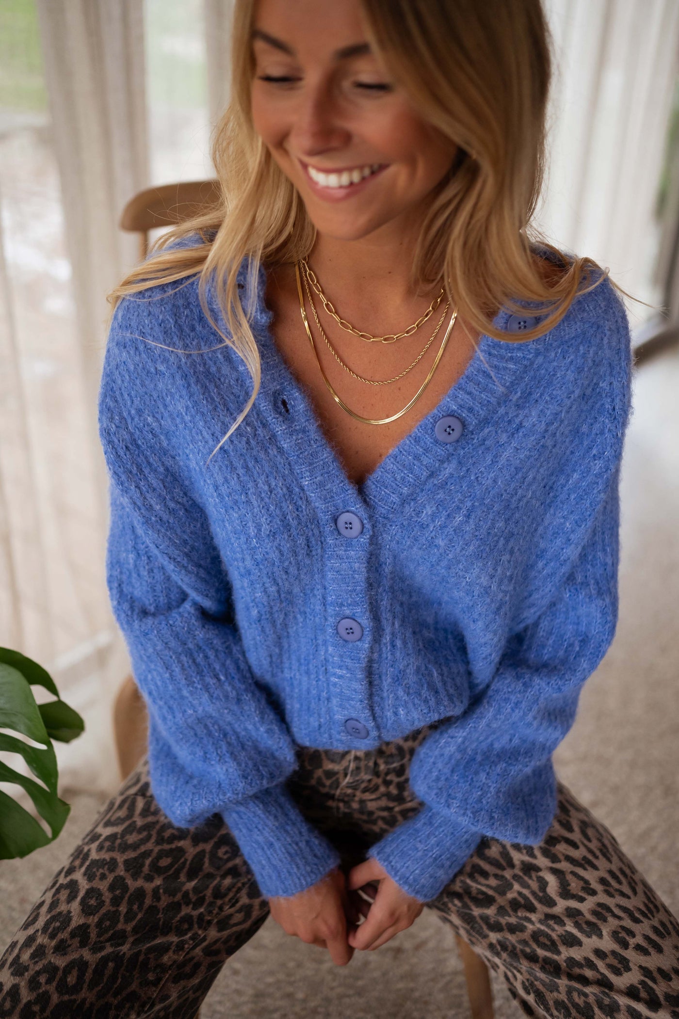 Giada™  - Cardigan in maglia blu