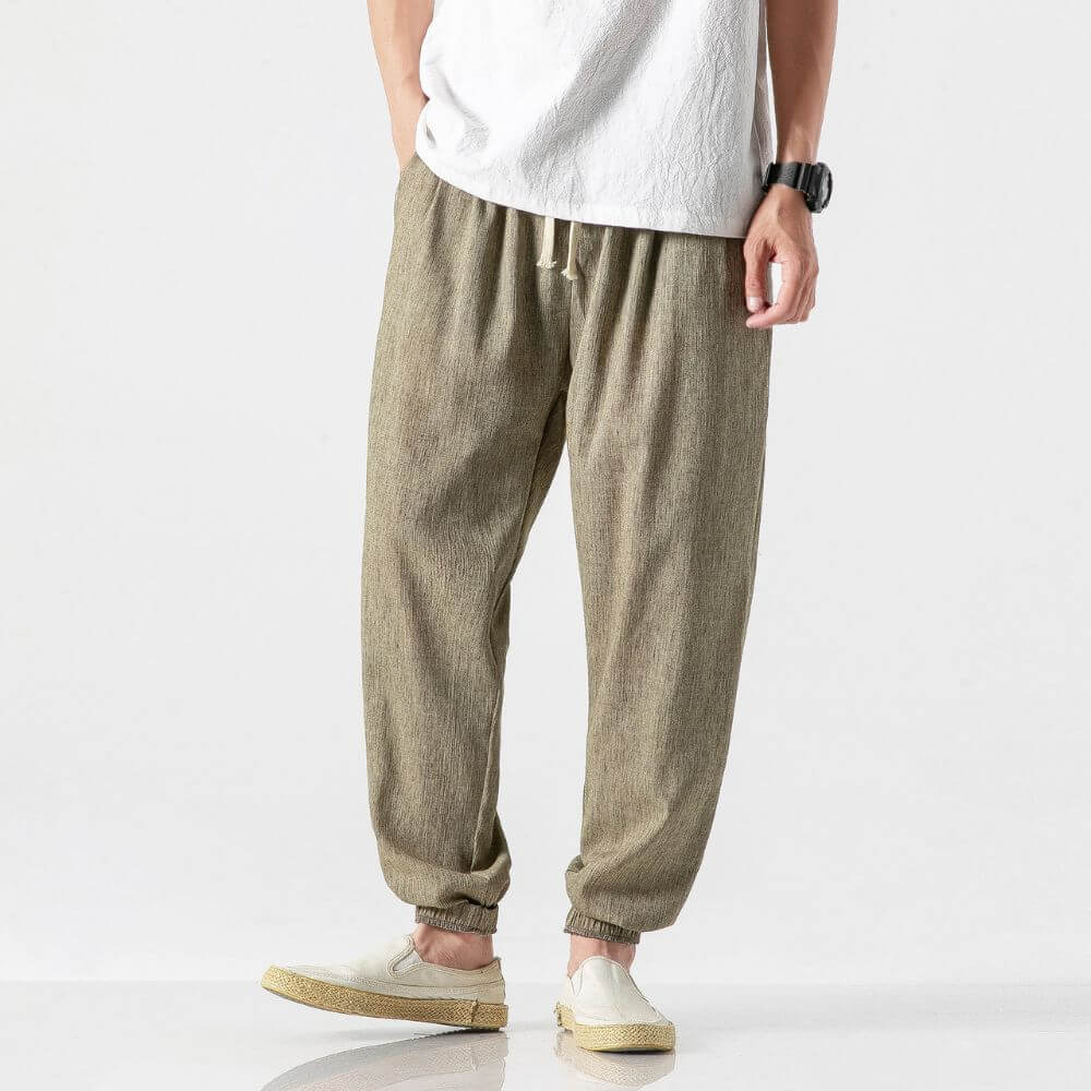 Luca™ - Pantaloni Comodi in Cotone e Lino - Khaki