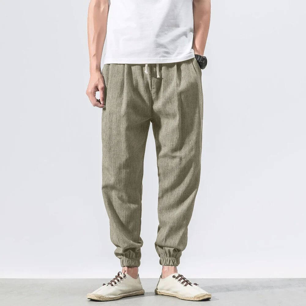 Luca™ - Pantaloni Comodi in Cotone e Lino - Khaki